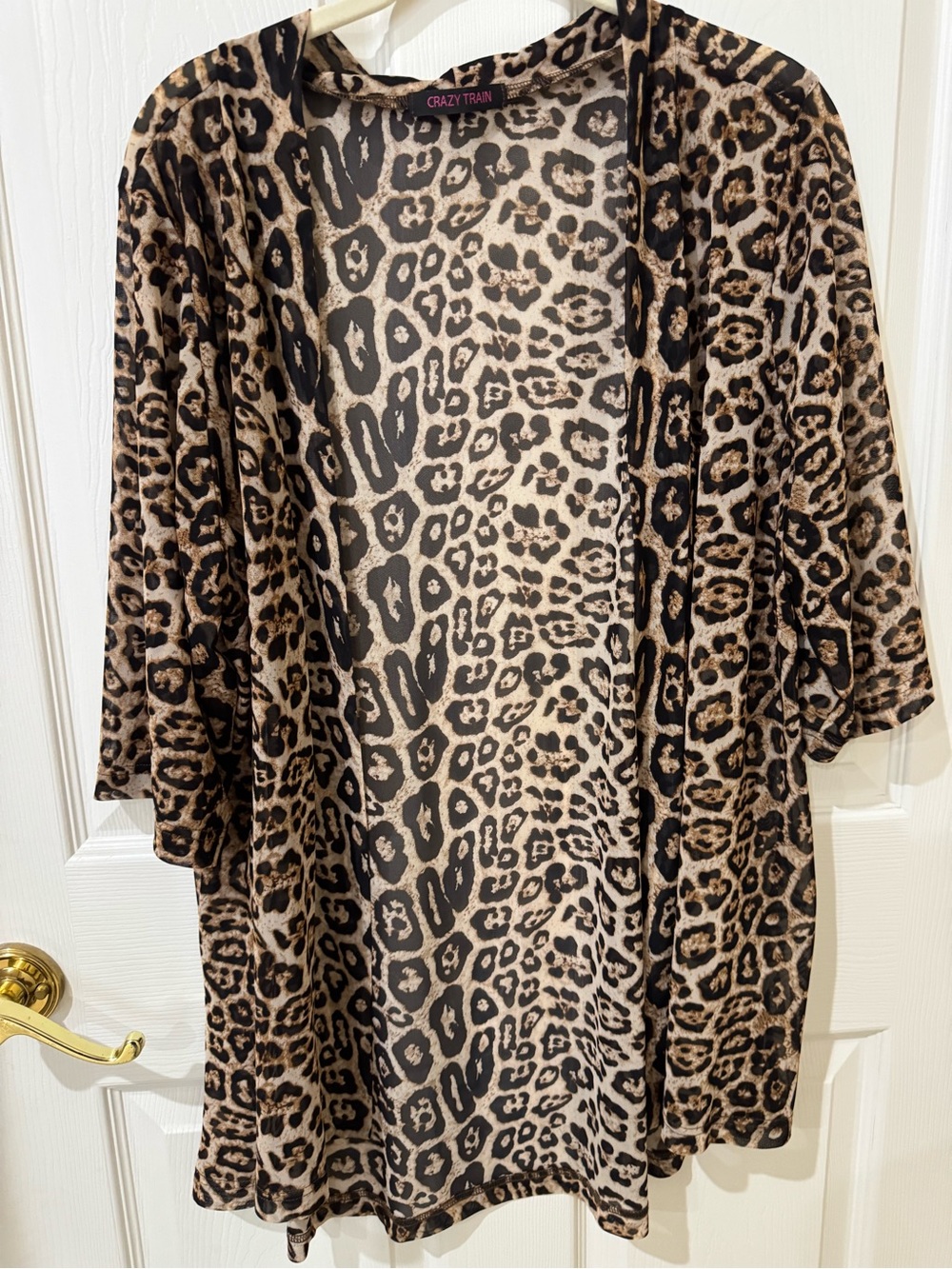 Crazy Train Leopard Print Open kimono- Black & Brown